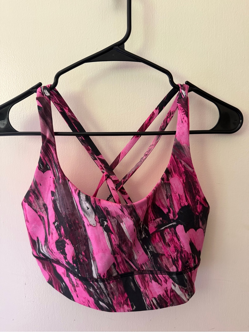 lululemon athletica Pink & Black Marble Crossback Sports Bra